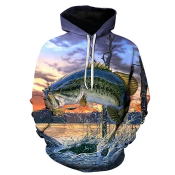 2019 3D Žuvies Hoodie Vyrų Juokinga Palaidinės Atogrąžų Fishinger Tunų Spausdinti Palaidinukė Karpis Hoodies Anime Hip-Hop Vyrų Drabužiai.