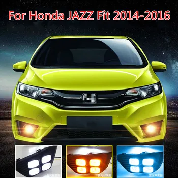 1 Set LED DRL Automobilio Dieniniai Žibintai Su Posūkio Geltonas Signalas 12V ABS Rūko Žibintas Honda JAZZ Tinka m. m. 2016 m.