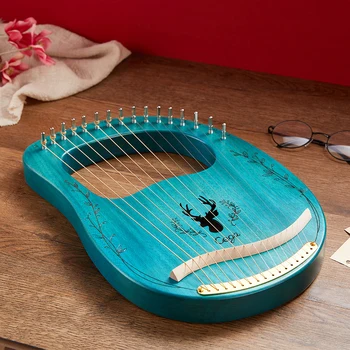 Muslady 16 String Atnaujintas Lyra Arfa Nešiojamų Medžio masyvo Arfa Styginių Muzikos instrumentų su Derinimo Raktas ir Aiškiai Mėlyna Lyra Arfa
