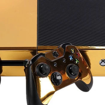 VISĄ Auksą, Blizgus Odos Lipdukas Xbox VIENAS Konsolės Valdikliu + Kinect Vinilo Decal