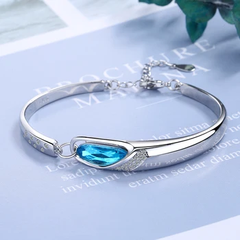 925 sterlingas sidabro naujų moteris fine jewelry aukštos kokybės mėlyna kristalų cirkonis retro paprasta karšto pardavimo 