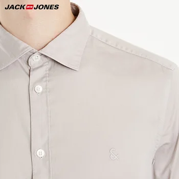 Jack Jones vyriški Gryna Spalva Išsiuvinėti Slim Fit ilgomis rankovėmis Marškinėliai|219105576