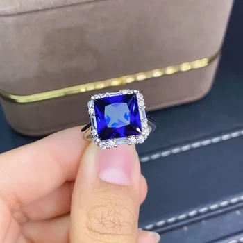 Geriausia GiftFor jūsų mergina Draugas Gamtos nekilnojamojo mėlynas safyras žiedas 925 sterlingas sidabro Baudos handworked papuošalai Piršto žiedai