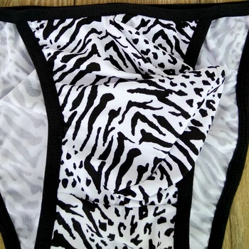 Vyriški apatiniai žemo liemens kelnės MUMS leopard print juoda ir balta zebras vyriškos trumpikės