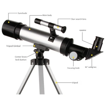 Teleskopas Star Finder Su Trikoju F36050 HD Zoom Monokuliariniai Kosmoso Astronomijos Spotting scope Vaikams ir Pradedantiesiems