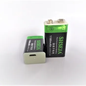 9V 1180mAh ličio jonų baterija, USB įkrovimo baterija (akumuliatorius detektorius žaislų linija finder daugkartinio įkrovimo baterija nemokamas pristatymas