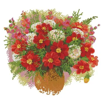 Graži vaza gėlių modelius Skaičiuojami Kryželiu 11CT 14CT 18CT 