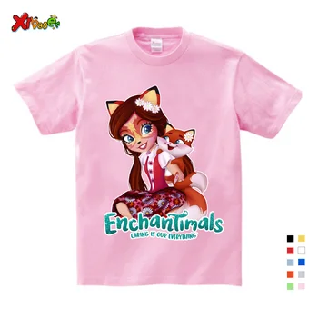 Vaikams, Cartoon t marškinėliai mergaitėms Enchantimals T Shirt Girls/Boys Juokinga Kūdikių Drabužiai Vaikams Vasarai Marškinėlius Vaikus, Drabužiai Vaikams Viršų