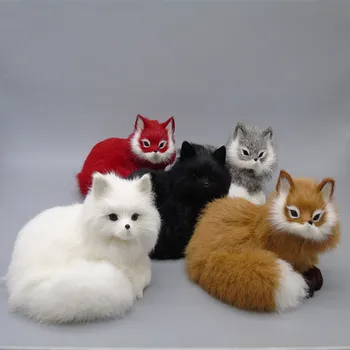 Modeliavimo fox 15x13cm modelis,polietileno&kailiai linkę fox žaislas,atraminiai,namų puošybai žaislas Kalėdų dovana w4247