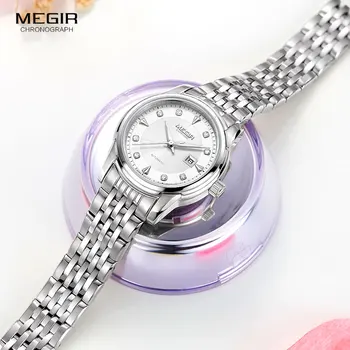 MEGIR Moterų Laikrodžiai 2019 Top Brand Prabanga Plieno, atsparus Vandeniui Mechaninių Laikrodžių Mados Stilingas Moterų Žiūrėti Mekanik Siųsti 62048
