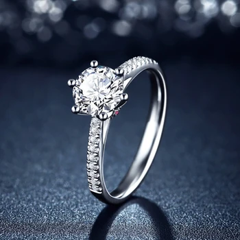 925 Sterlingas Sidabro 6.5 mm AAAAA Cirkonis vestuvių Žiedas Partry Fine jewelry Turas Supjaustyti Putojantis CZ-Osioms Žiedai Draugei
