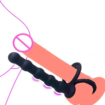 Dildo Dvigubą žiedą Plug Kulka Vibratorius Vyrų Ir Moterų Flirto Masturbacija Sekso Produktai Analinis Beeds Plug Nešiojami G Spot Stim