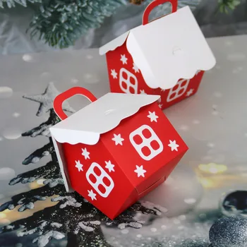 20pcs/pak Raudona Sniego Namus Saldainių Dėžutė Popieriaus Linksmų Kalėdų Dovanų Pakavimo Dėžutės Svečių Baby Shower Laimingų Naujųjų Metų Dekoracijos