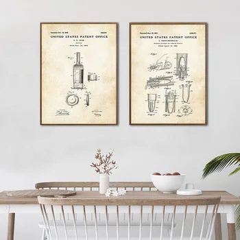 Virtuvės Derliaus Plakatas Vyno Peilis Patentų Planas Drobė Spausdinti Sienos Meno Tapybos Kūrybos Vaizdą Dinging Kambarį Viešbutyje Apdaila