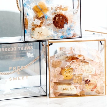 5pcsTransparent Plastikinės Pakuotės, Dėžutės, Pakuotės Gimtadienio Sausainių Saldainiai Cake Box Kepimo Dovanos Slapukas Apdailos Dėžės