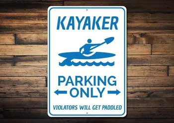Stevenca Metalo Skardos Pasirašyti Kayaker Stovėjimo Pasirašyti Baidarių Vyras Urvas Dekoro Baidarių Mėgėjai Pasirašyti Dovana Kayaker Baidarių Dovana Baidarių Metalo
