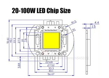 100W High Power LED Chip Natūralus Kietas Šiltai Balta Raudona Mėlyna Amber Aukso Cyan Visą Spektrą 380-840nm 660nm 440nm RGB IR 100W Karpų