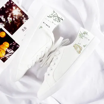 Mažai balti batai moteriška laukinių korėjos versija 2019 naujas Harajuku literatūros stilius mažų šviežių drobės bateliai moterims