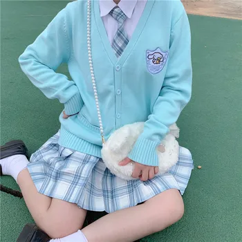 Japonijos Vienodas Cinnamoroll Cardigan Mokyklos Studentas Megztinis Anime Lolita Tarnaitė Helovyno Cosplay Kostiumų Žiemą, Rudenį, Outwear