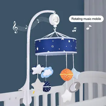 Kūdikių Barškučių Lovelę Mobiliojo Žaislo Savininkas 360 Laipsnių Sukimosi Muzikos Vėjo-Iki Lovelę Mobiliojo Žvaigždės Ir Planetos Kūdikiams Naujagimis