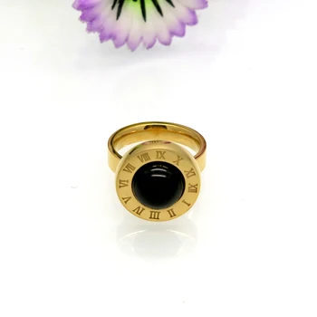 Gražus Romėniškais Skaitmenimis Dizaino Austrijos Juodasis Akmuo Kristalas Žiedas Classic Bižuterijos Šalis Dovana Moters Aukščiausios Kokybės