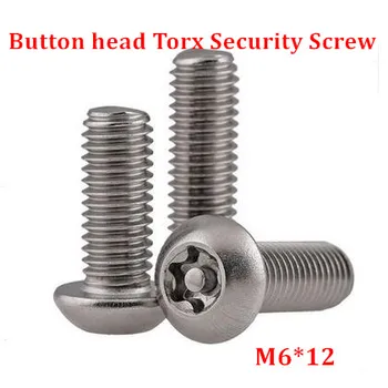 20pcs M6*12 ISO7380 Torx Mygtuką, Head uždoris Saugumo Varžtas A2 Nerūdijantis Plienas Anti-theft Varžtai