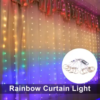 1.5 * 2M LED Rainbow Užuolaidų Šviesos USB Aštuonių Funkcija Režimas Pasakų Žibintai String Kalėdų Vestuves Patalpų vidaus Lauko Apdaila