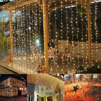 Kalėdų Šviesos LED Lempos Lango Užuolaidėlė Styginių Šviesos 3M*1M 6M*3M Apdaila Namo Miegamasis Šalis Vestuvių Šventė Patalpų Apšvietimas