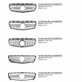 Automobilio stilius Viduryje grotelės Mercedes-Benz A-Klasės W176 W177 2013 -2019 ABS plastiko Diamond GT priekinės grotelės A180 A200