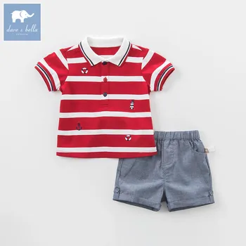 DB8285 dave bella vasaros kūdikių berniukų dryžuotos aprangos komplektai vaikams, kūdikiams, vaikiška kostiumas vaikas aukštos kokybės drabužius