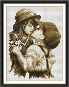 Pirmasis bučinys kryželiu rinkinys medvilniniai siuvinėjimo siūlai žmonių paiting paveikslėlį 