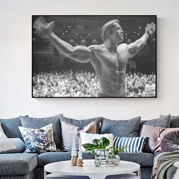 Schwarzeneggeris Kultūrizmo Fitneso Įkvepiantį Drobės Tapybos Plakatai ir Spausdina Sienos Menas Nuotraukas Kambarį Dekoro