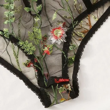 Moterų Išsiuvinėti Lingerie Plius Dydis Seksualus Gėlių Tuščiaviduriai Backless Bodysuit Sleepwear Seksuali Pižama Bielizna Nocna #YJ