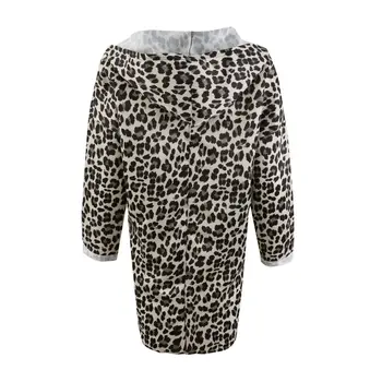 Moteriški Boho Leopard Gobtuvu Ilgas Kailis Cardigan Prarasti Outwear Kimono Švarkas Viršūnės