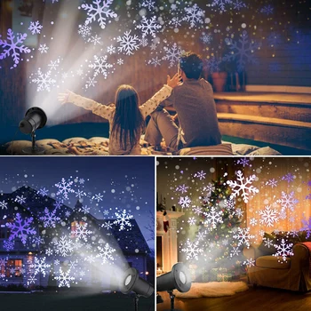 Kalėdų Snaigės LED Projektorius Žibintai Sukasi Sningant Projekcija su Nuotolinio Valdymo Lauko Kraštovaizdžio 180° Sukimas Šviesos