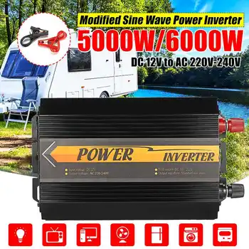5000W/6000W Viršūnių Inverter 12V 220V USB Auto Modifikuotų Sinusinės Bangos Įtampos Transformatorių, Saulės Energijos Keitiklis Keitiklis Automobilio Mokestis