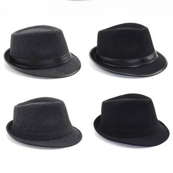 Kietas Vyrų Fedora Skrybėlę Vasaros Džiazo Fedoras Skrybėlę Vyrams klasikiniai šokiai, žiemos vilnos kepurės džentelmenas juoda fedora