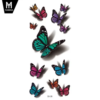 Naujas 3D web įžymybė spalvotas spausdinimas tatuiruotes, drugelis, gėlė vandeniui tatuiruotė, karšto stiliaus atvėsti Halloween