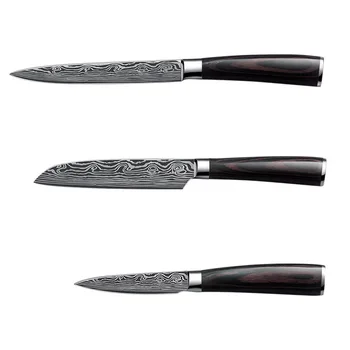 Japonijos Damaske virtuvės peiliai Lazerio Dapattern chef peilis Aštrus Santoku Cleaver universalūs Peiliai, Pjaustymo įrankis EDC 3