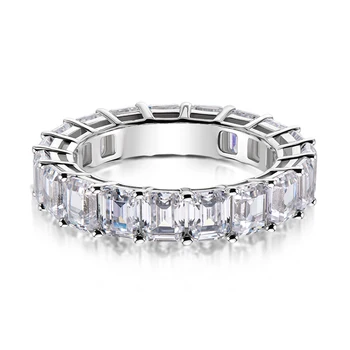 ANZIW 925 Sterlingas Sidabro Smaragdas Iškirpti Visą Amžinybės Žiedas Moterims Sona Imituoti Deimantų Vestuvinis Vestuvių Juostoje Žiedas