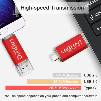 LEIZHAN USB C Flash atmintinė 256 gb MODELIS-C Pendrive USB 3.0 Samsung S9 S10 S8 Pen Drive 16GB 32GB 64GB 128GB Memoria USB Stick