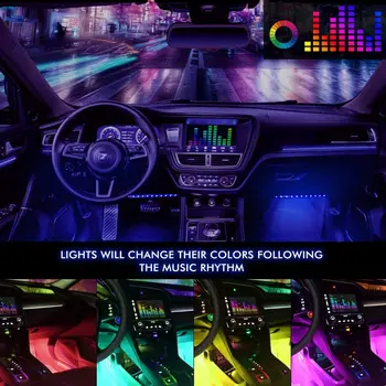 Skamba aktyvuotas LED Juostelės Žibintai, Muzikos Automobilio Salono Atmosferą RGB USB Šviesos Daugiaspalvis Grindų Dekoratyvinės su Nuotolinio Valdymo