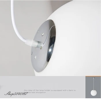 Nodic Minimalistinio Pakabukas Šviesos diodų (LED) Stiklas Baltas Kamuolys Kabo Lempos Kambarį Modernus Miegamojo Pakabukas Lempa, Patalpų Apšvietimas