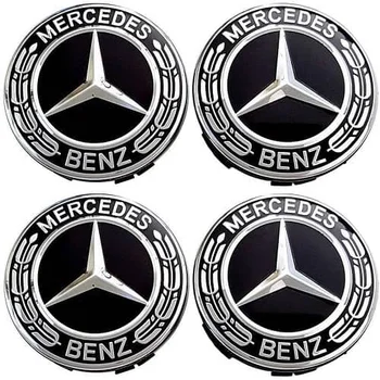 Embellecedor Para Llanta Suderinama Con Mercedes Benz 75 Mm (4 Nds) Negro
