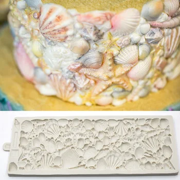 Rose Shell Gėlės 3D Stereo Silikono Formos Tortas Dekoravimo Priemonė, Minkštas Pyragas Nėrinių Formavimo Pelėsių 