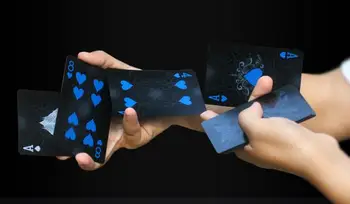 55pcs pvc atsparumas vandeniui plastikinis iškilumo gryna juoda pokerio rinkinys magic tool kortų kaladę surinkimo metu
