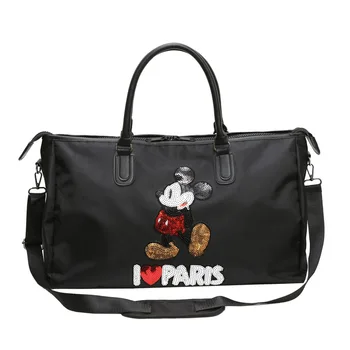 Disney nauja mada, kelionės krepšys, atsparus vandeniui blizgučiais Mickey Mouse sporto krepšyje nešiojamas didelės talpos pečių maišą