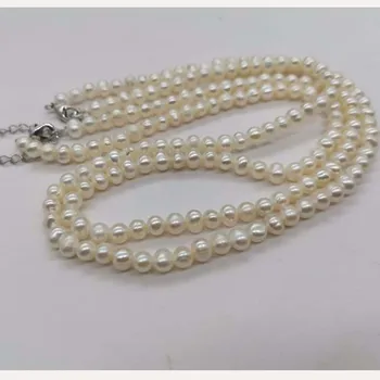 Daug 10XStrands 3-4mm baltųjų perlų didmeninė gėlavandenių perlų vėrinį