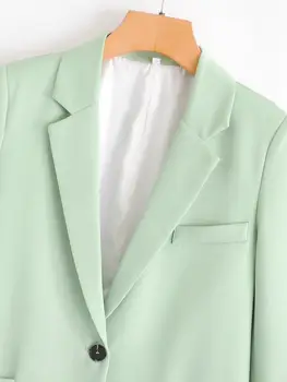 Zevity Naujas moterų vientisos spalvos pleistras kišenės švarkas office ponios ilgomis rankovėmis krūtinėmis kostiumai priežastinis stilingas outwear kailis viršūnes C513