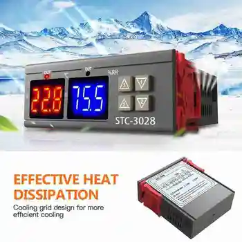 STC-3028 Skaitmeninis Temperatūros, oro Drėgmės Valdiklis Namų Šaldytuvo Termostatas Humidistat Termometras su Drėgmėmačiu Jungiklis